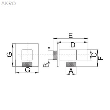 Zawór chrom kątowy 1/2x3/8 kwadratowy